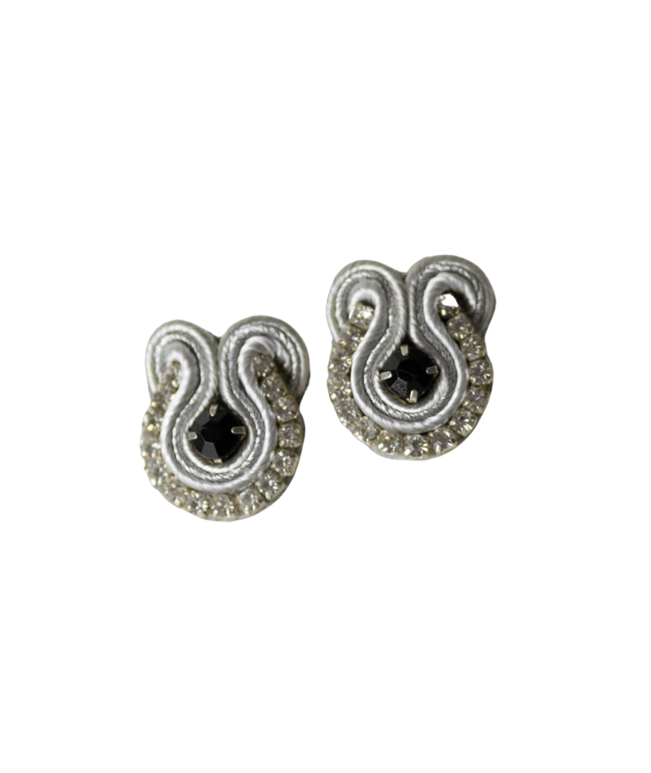 Soutache Ohrringe - Gray Button bei Bizar