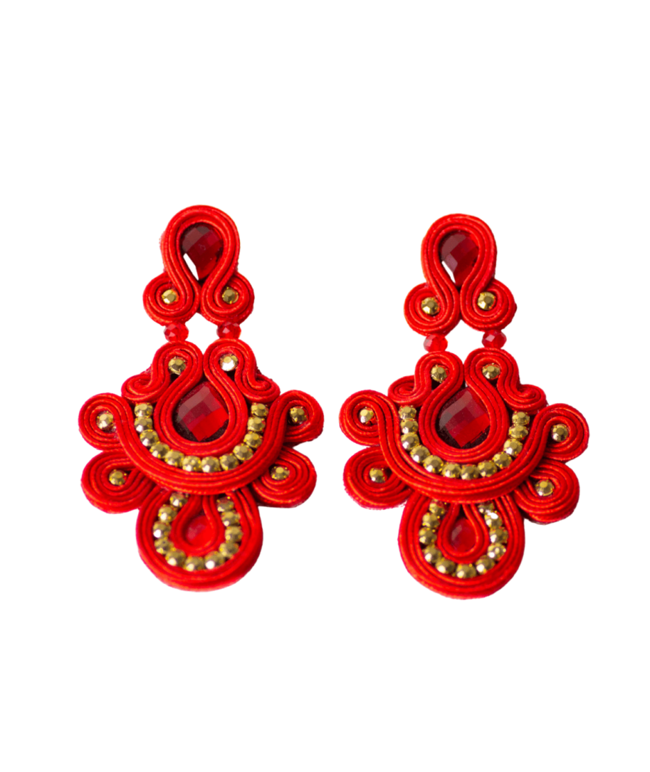 Soutache Ohrringe OrangeRed bei Bizar